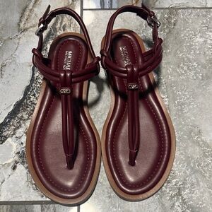 Michael Kors Burgundy Leather Sandals